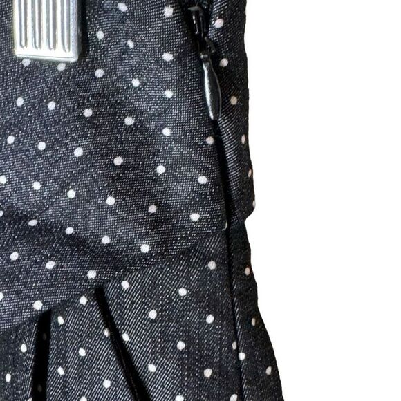 Betabrand Polka Dot Denim Skort Skirt Over Shorts in Black & Red Cotton Blend XS - Picture 11 of 14